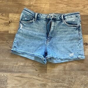 Flying Monkey Light Wash Denim Roll-Hem Shorts